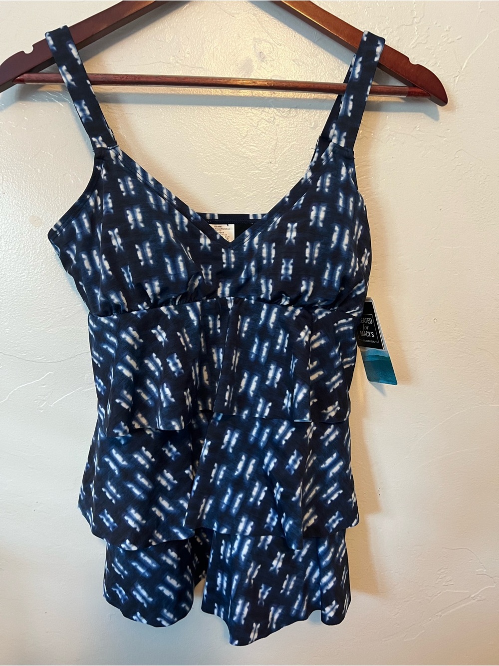 NWT Swim Solutions Tiered Tankini Top Size 8